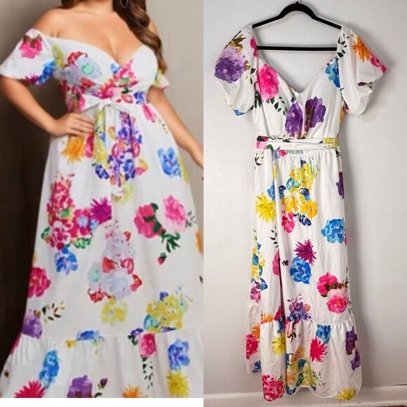 NWT Giffniseti Floral Tiered Maxi Dress 4X Multicolor Special Occasion Feminine - Picture 1 of 14